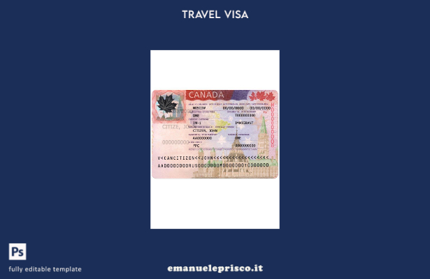 modello presente per il visto canadese in stile verificato
